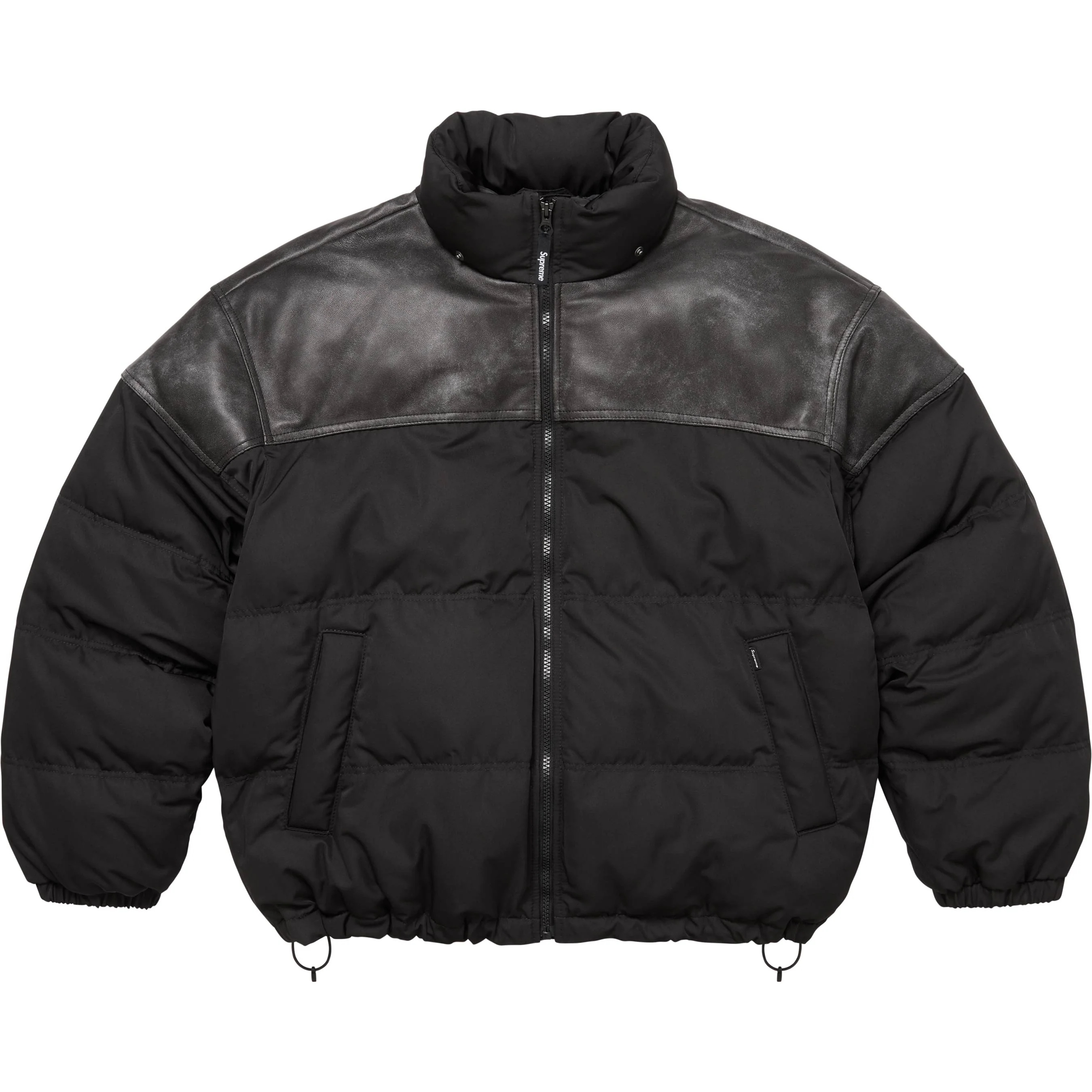 Leather Yoke Puffer Jacket view 18